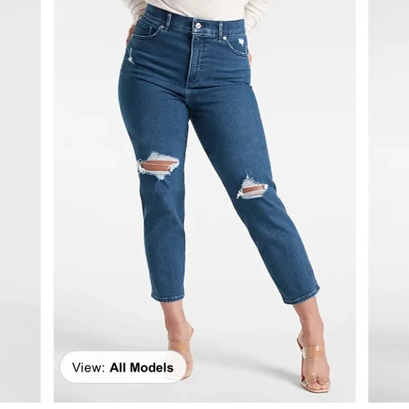 Express High Rise Ripped Jeans - Picture 3 of 6